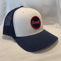 Braves - Navy on White Snapback Trucker Hat Horizon Cap Co 