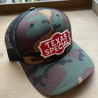 Texas Special (Frisco Railroad) Snapback Trucker Hat Horizon Cap Co Camo 